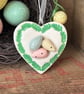 Pottery heart decoration with little eggs in a nest - Image 1