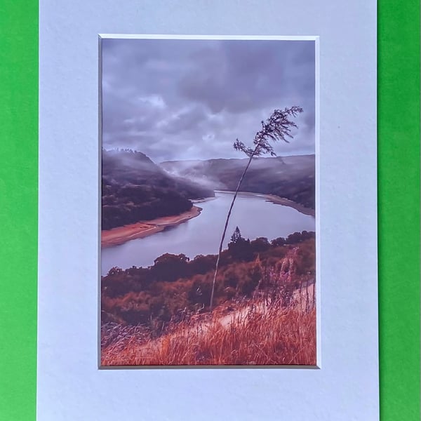 Elan Valley Reservoir Wales - Photograph with White Mount and Backing Board