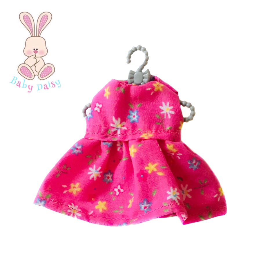 Bright Pink Flowered Dress to fit Baby Daisy