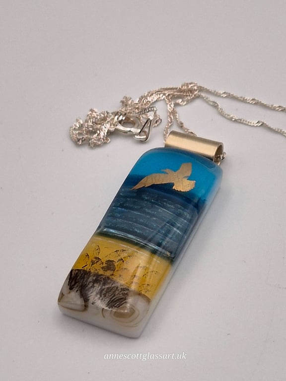 A Day at the Beach (1) Seascape Fused Glass Pendant