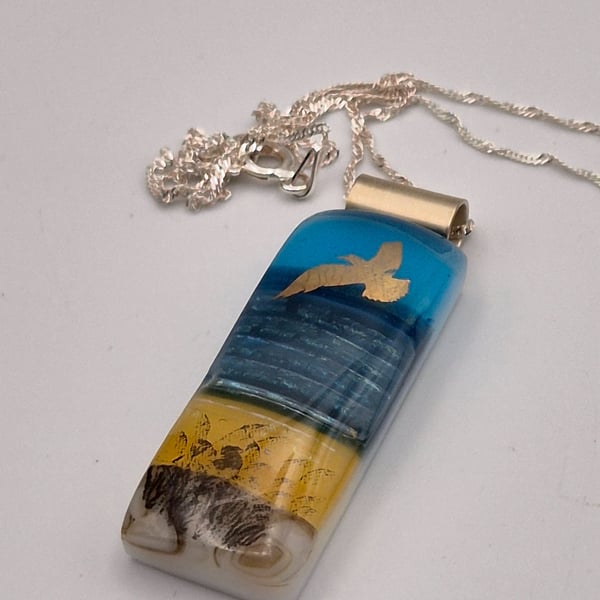 A Day at the Beach (1) Seascape Fused Glass Pendant