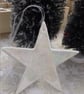 Handmade porcelain paper clay star hanging decoration with mother of pearl lustr - Image 2