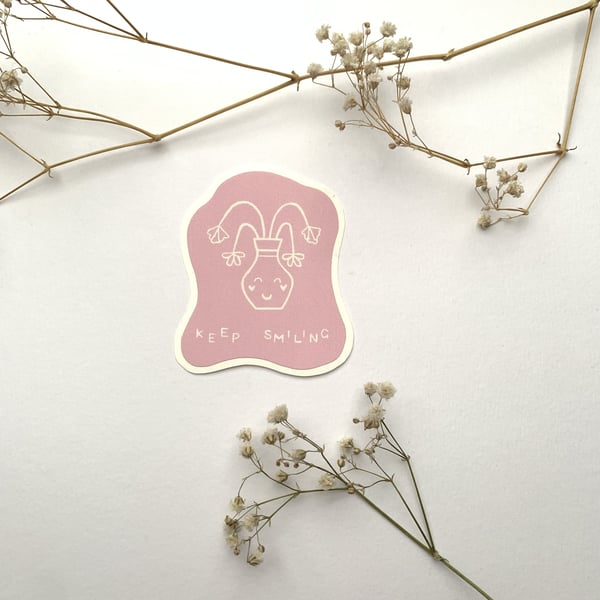 Pink Happy Vase Sticker