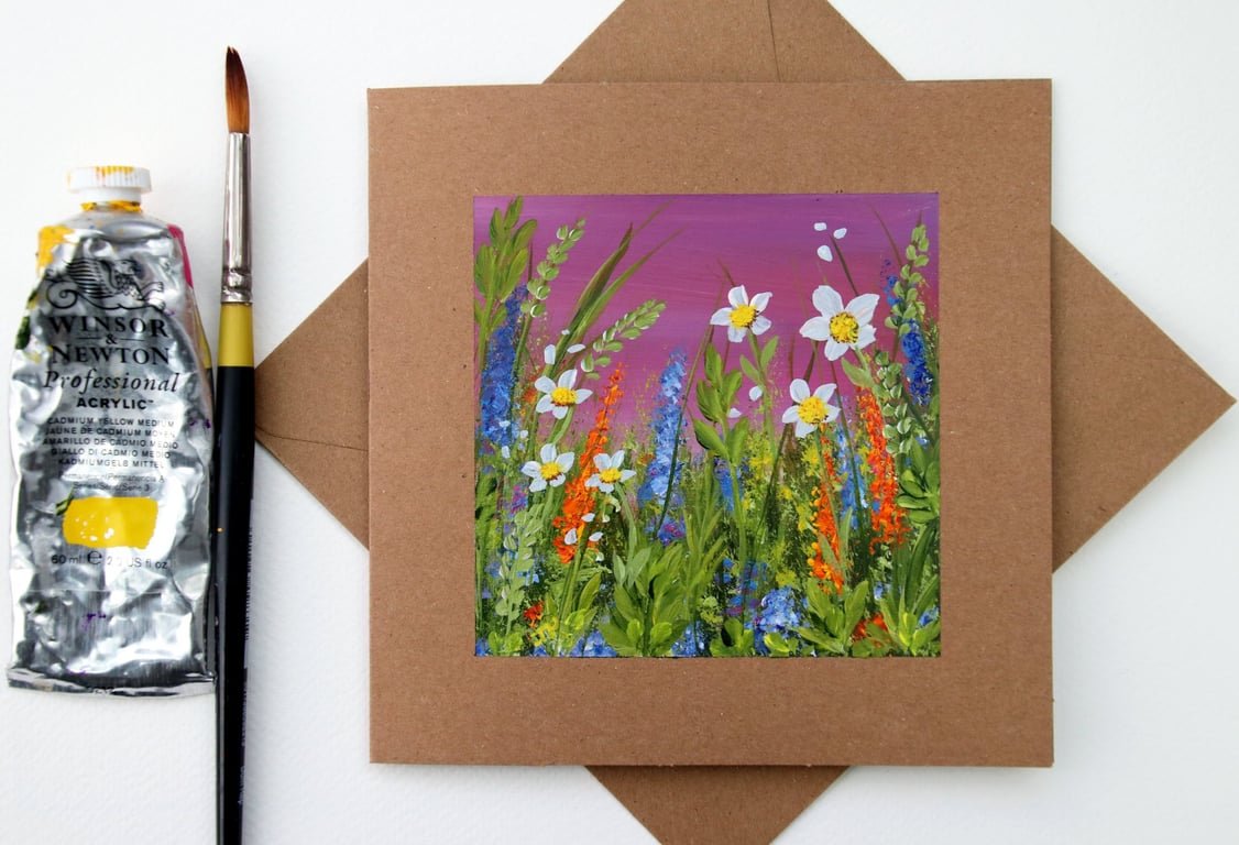 Original Painting - Greetings Card "Countryside Flowers" (Ref no 92)