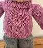 Knitted Rabbit in Pink Jumper and Grey Tousers - Image 3