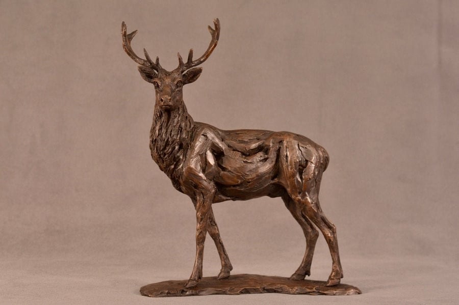 Royal Stag Animal Statue Small Bronze Resin Sculpture