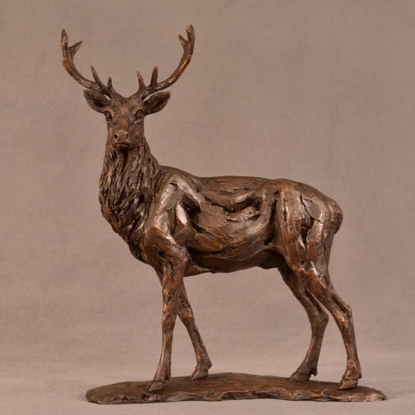 Royal Stag Animal Statue Small Bronze Resin Sculpture