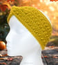 Crochet headband, ear warmer. Gold, mustard twist ear warmer. Gold headband. - Image 1