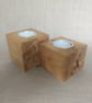 Set of 2 Wooden Tealight Holders - Upcycled Smooth Reclaimed Pallet Blocks - Image 2