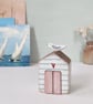 Hand Painted Wooden Beach Hut with Seagull 