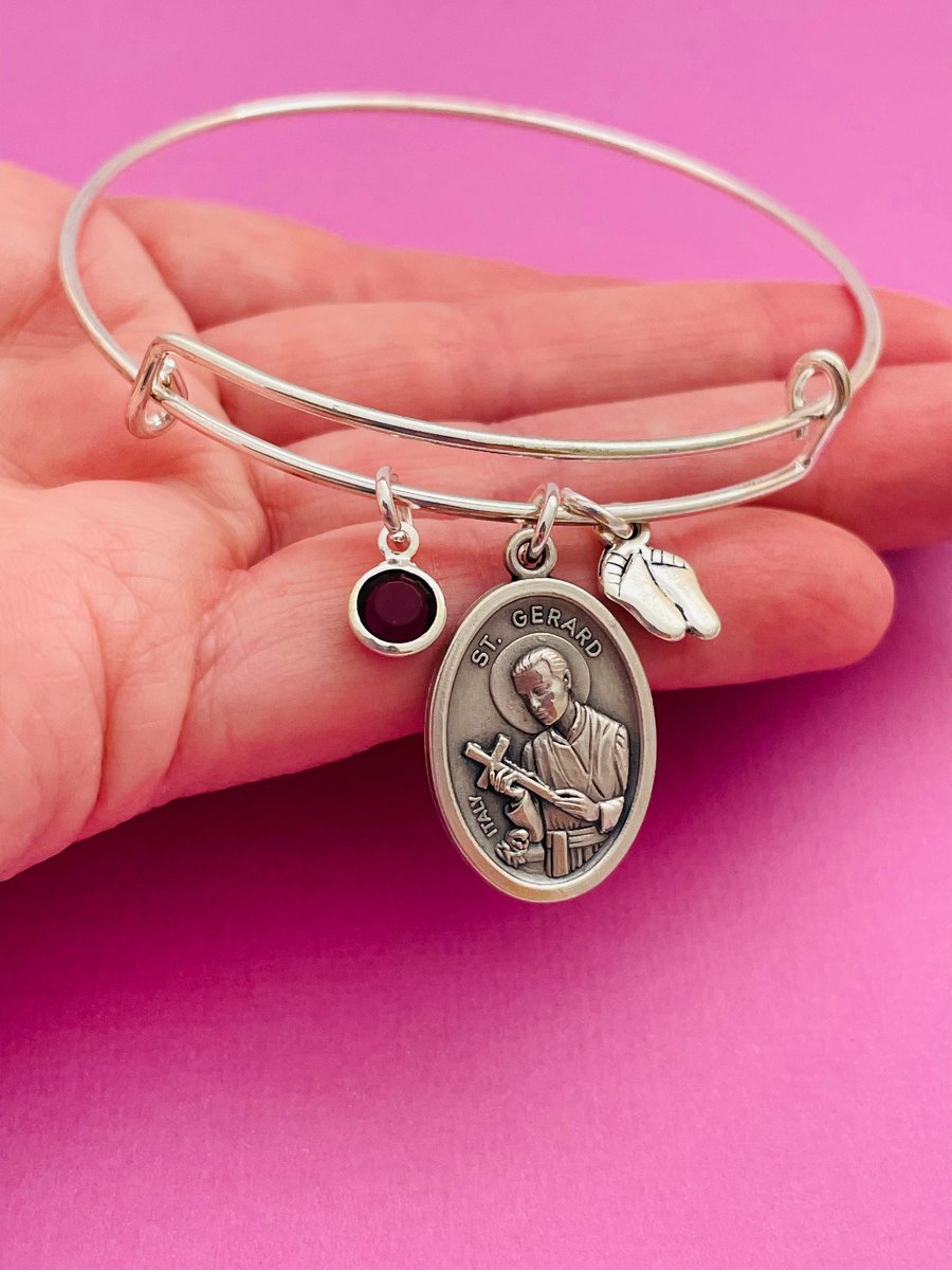 Saint Gerard Majella Expandable Bangle Charm Bracelet