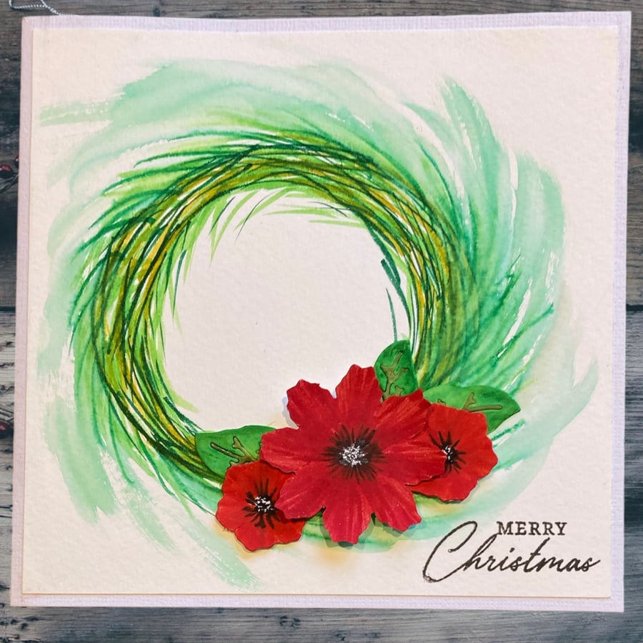 Christmas Card. Wreath. Festive Wreath Christmas Card. Christmas Wreath Card.