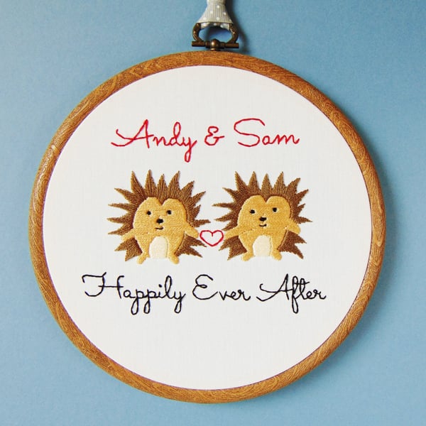 Hedgehog Cotton Anniversary Gift, Wedding Anniversary, His and Her Couples Gift