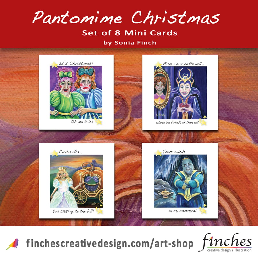 Pantomime Christmas Mini Card Set of 8