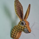 Faux hare head wall mount in mustard coloured Abraham Moon fabric- Mr Colman