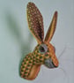 Faux hare head wall mount in mustard coloured Abraham Moon fabric- Mr Colman
