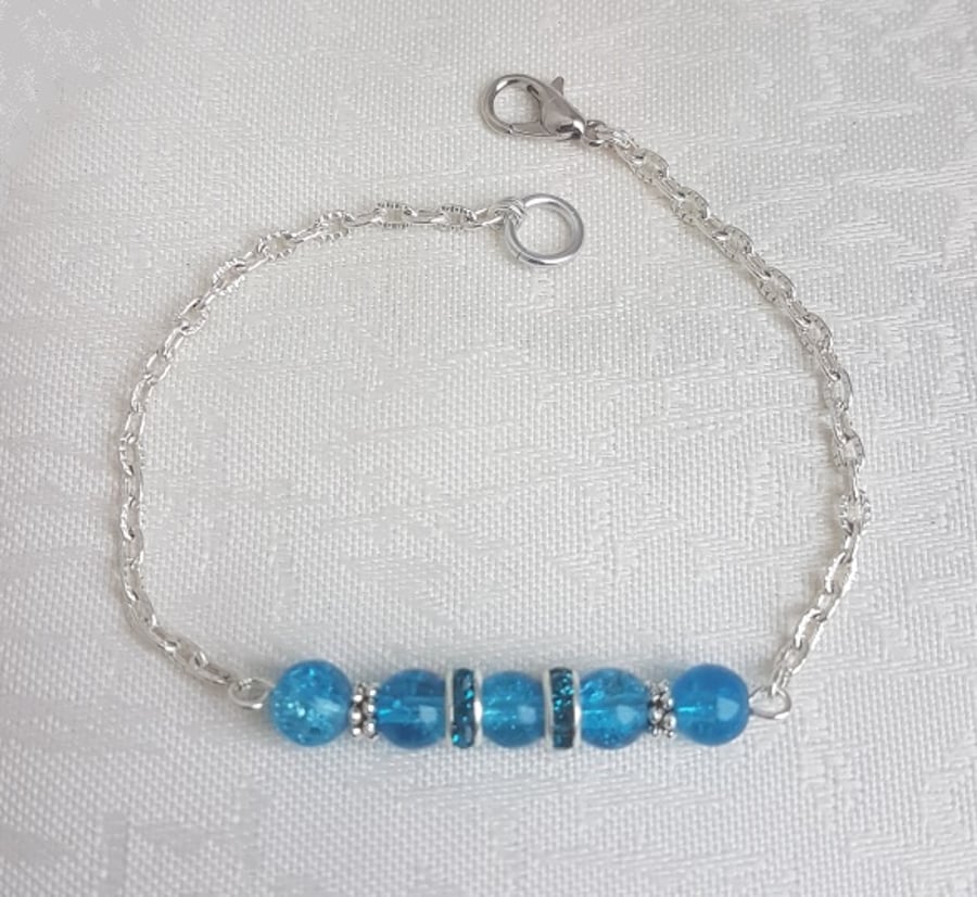Gorgeous Blue Bead and Chain Bracelet
