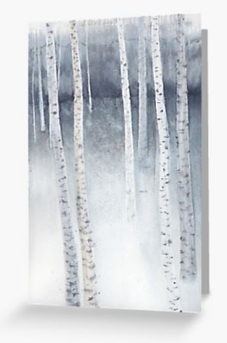 Birch forest blank greeting card art card new forest enchanted forest woods