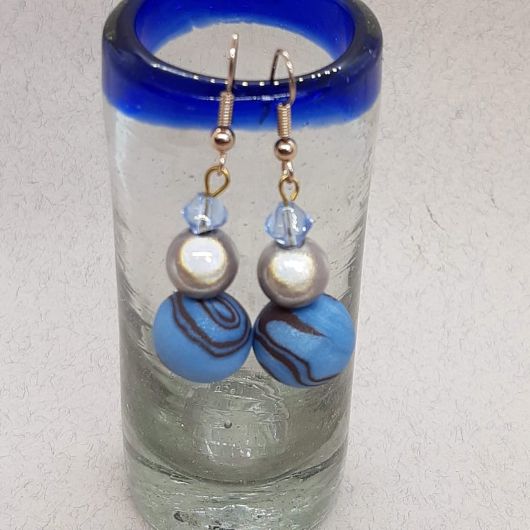 Polymer clay dangly earrings 