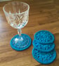 Crochet Coasters in Turquoise with an Optional Basket - Image 4