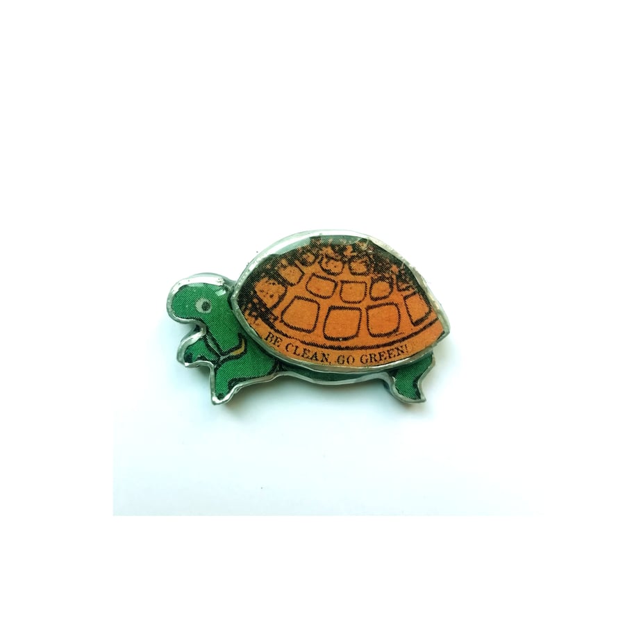 Special Price World Earth Day 'Be Clean, Go Green' Tortoise Brooch EllyMental 