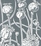 Poppy Seedhead charcoal grey - Linocut Print - Image 1