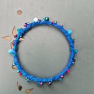 Upcycled fabric Wire and Bead Wrapped Bracelet 