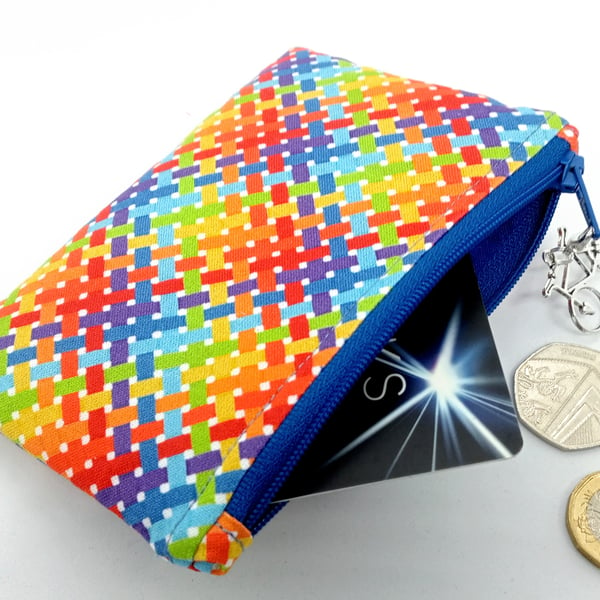 Multicoloured weave coin and card purse 54LF