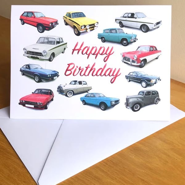 Ford Classic Cars - Birthday, Anniversary, Greeting or Plain card