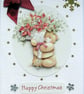 Hand Crafted Decoupage Chistmas Card - Happy Christmas (2297) - Teddy Bear