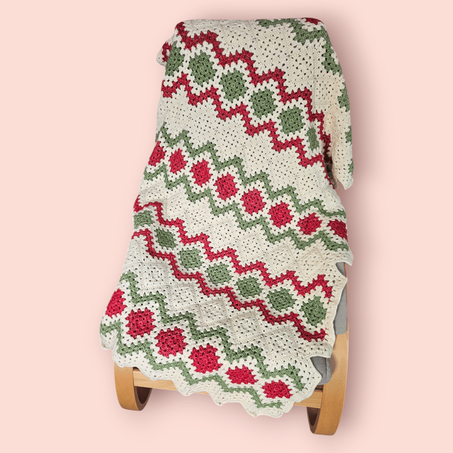 Christmas Crochet Blanket Throw