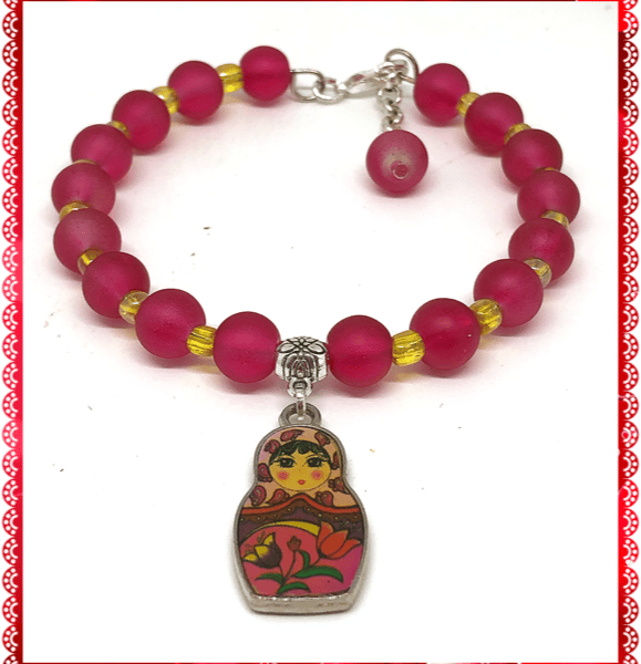 One of a Kind Babushka bangle style bracelet