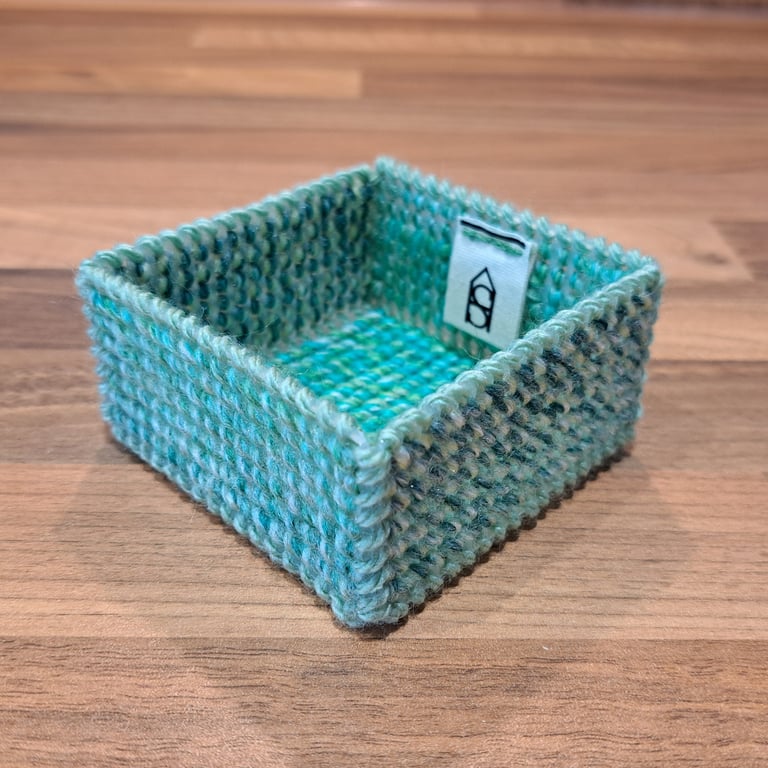 Small tray for small desk items - multi-tone green mix pattern