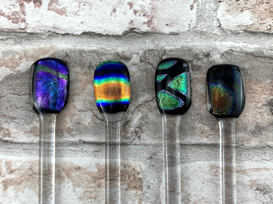 Dichroic Fused Glass Gin and Cocktail Stirrers
