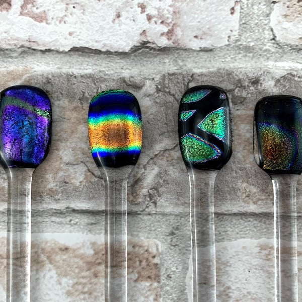 Dichroic Fused Glass Gin and Cocktail Stirrers