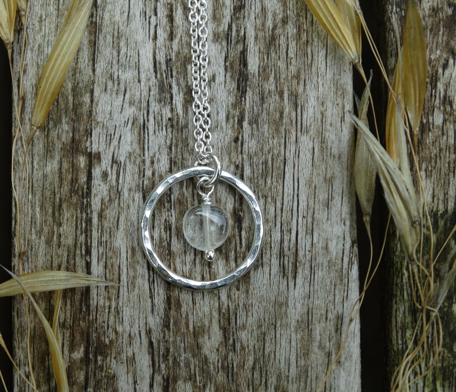 CLEARANCE Eco silver hoop pendant with citrine coin bead