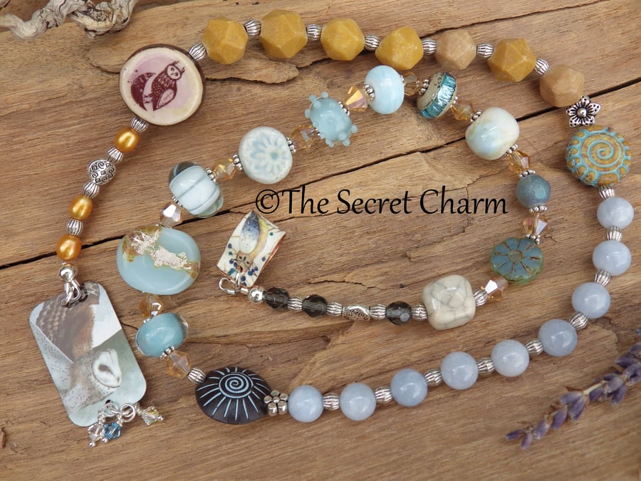 Owl Goddess Athena Prayer Beads, Pagan Rosary, Meditation Beads