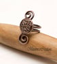 Handmade Copper Ring with Embossed Viking Button – Rustic Unisex Statement Ring - Image 1