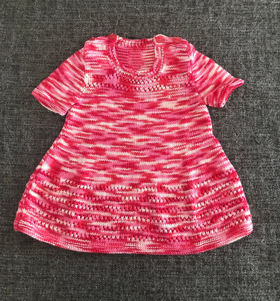 Bamboo Jumper Baby Dress Tunic, size 6-9 months, hand knitted