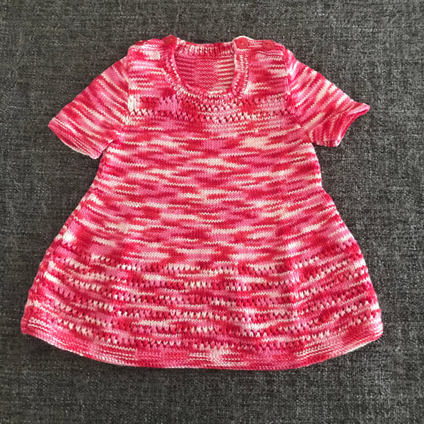 Bamboo Jumper Baby Dress Tunic, size 6-9 months, hand knitted