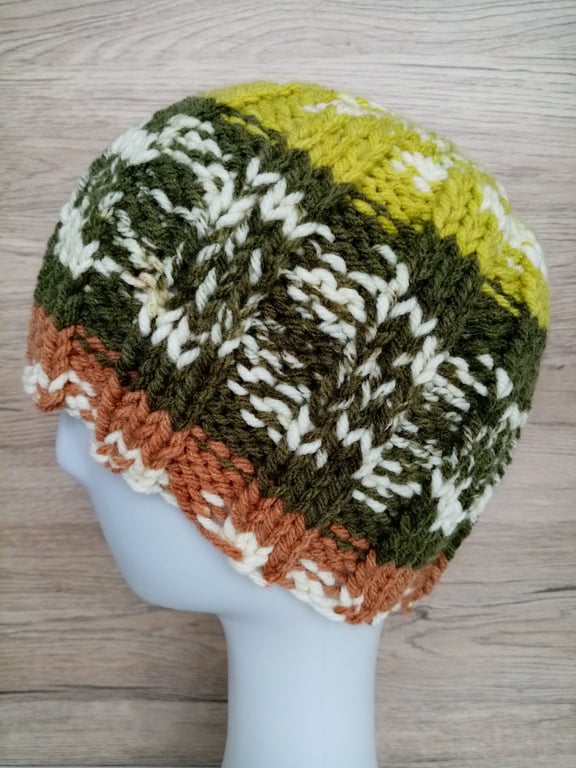 Merino Fair Isle Style Stretch Hats 