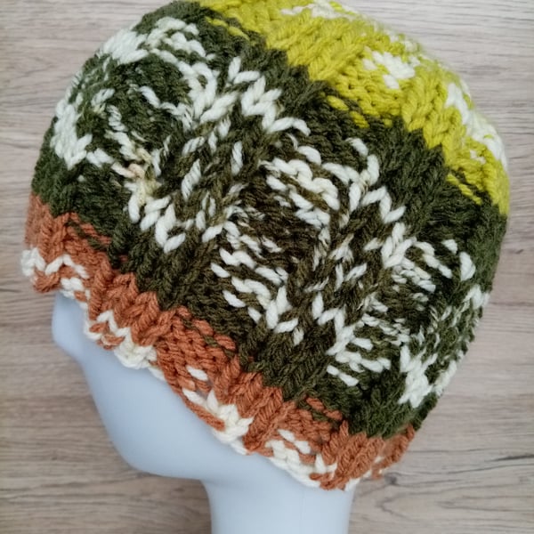 Merino Fair Isle Style Stretch Hats 