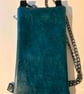 Embroidered Lantern Crossbody Bag – Dark Teal Vinyl – Floral & Web Design  - Image 4