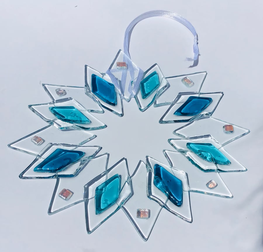 Fused glass wreath -Christmas decoration 