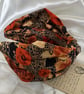 Edith - Burnt Orange Print 40s Style Turban Headband