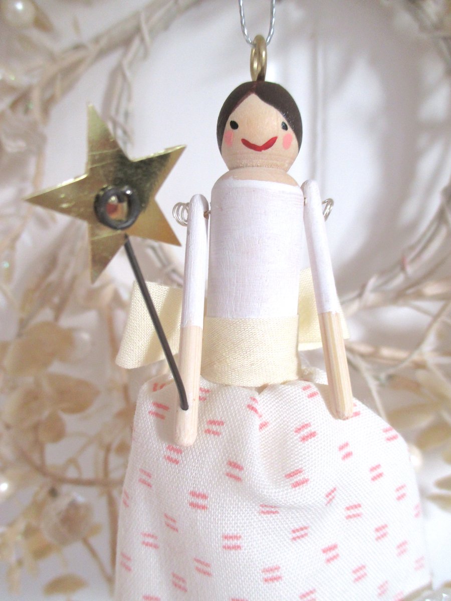 Vintage Fabric wooden Fairy Decoration