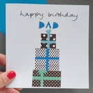 Dad birthday card with pile of presents