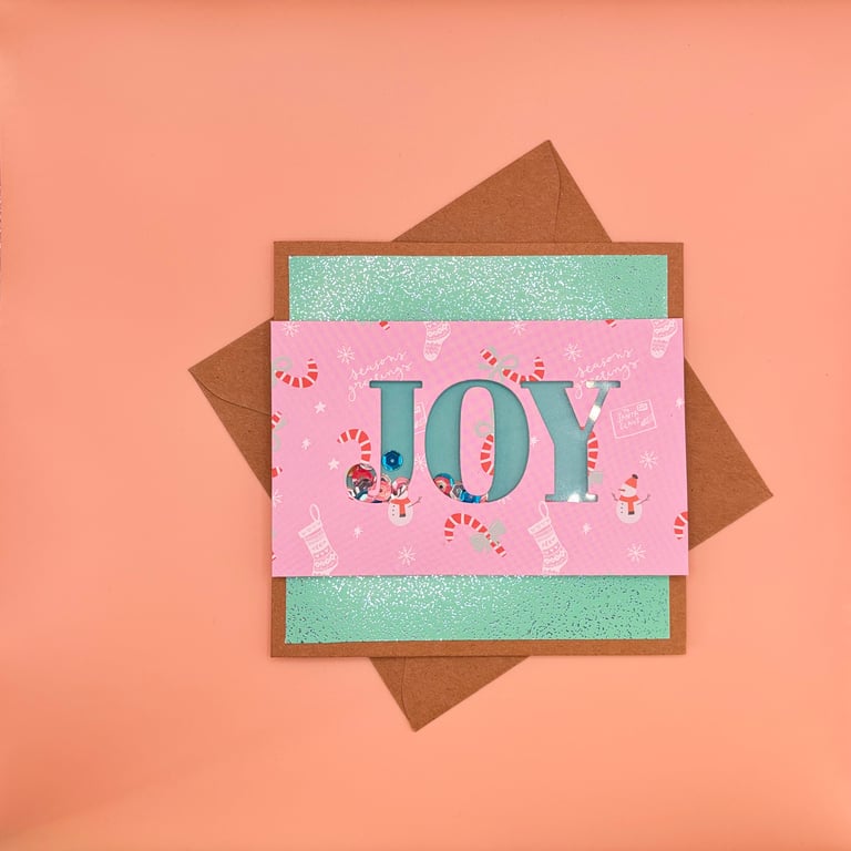 Hand Crafted Joyful Shaker Christmas Card