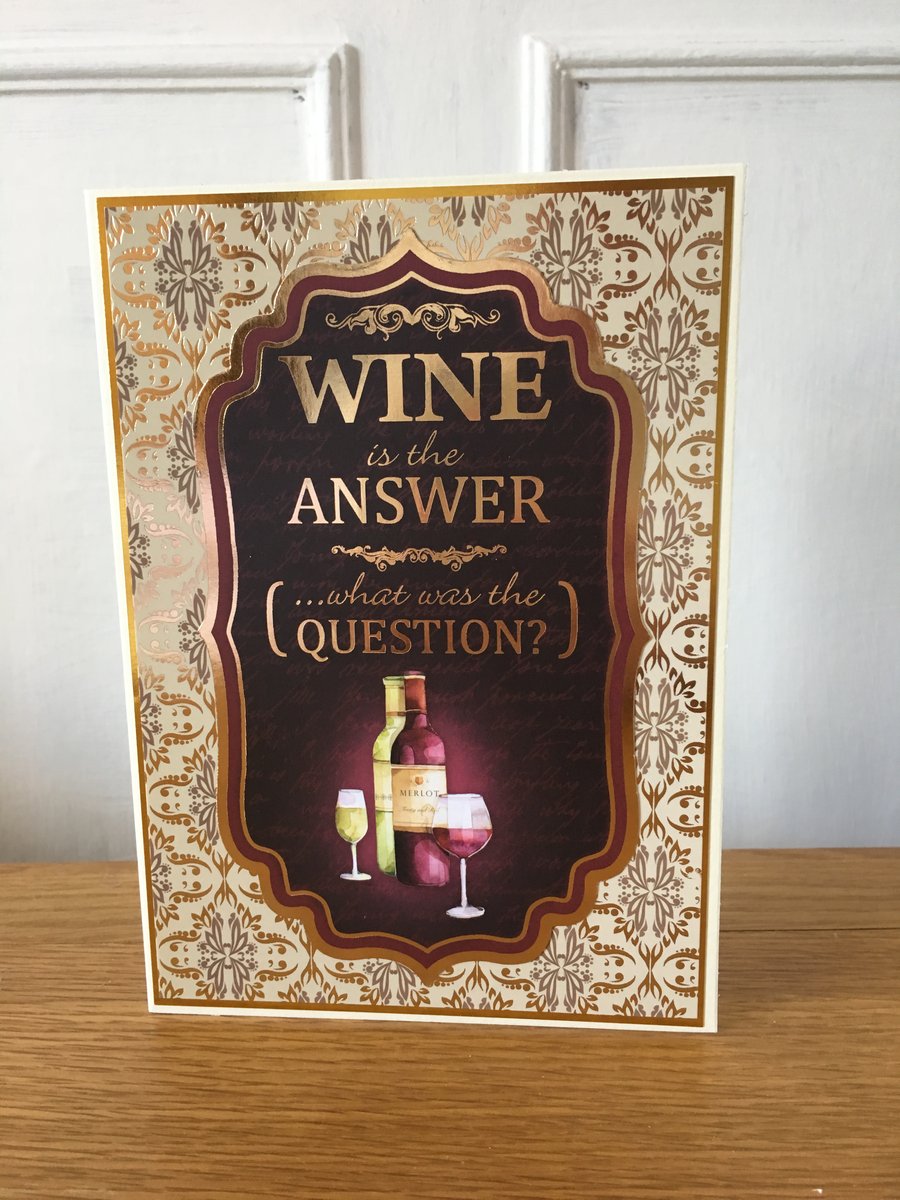 Wine Lover Blank Card Handmade