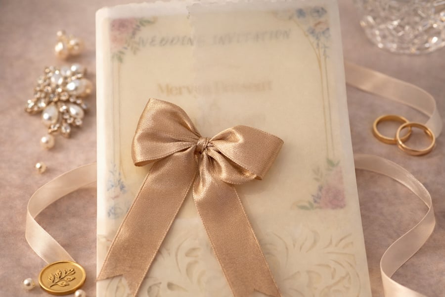 Floral Wedding Invitation Bundle, Pocket & Vellum Wrap 11x12cm